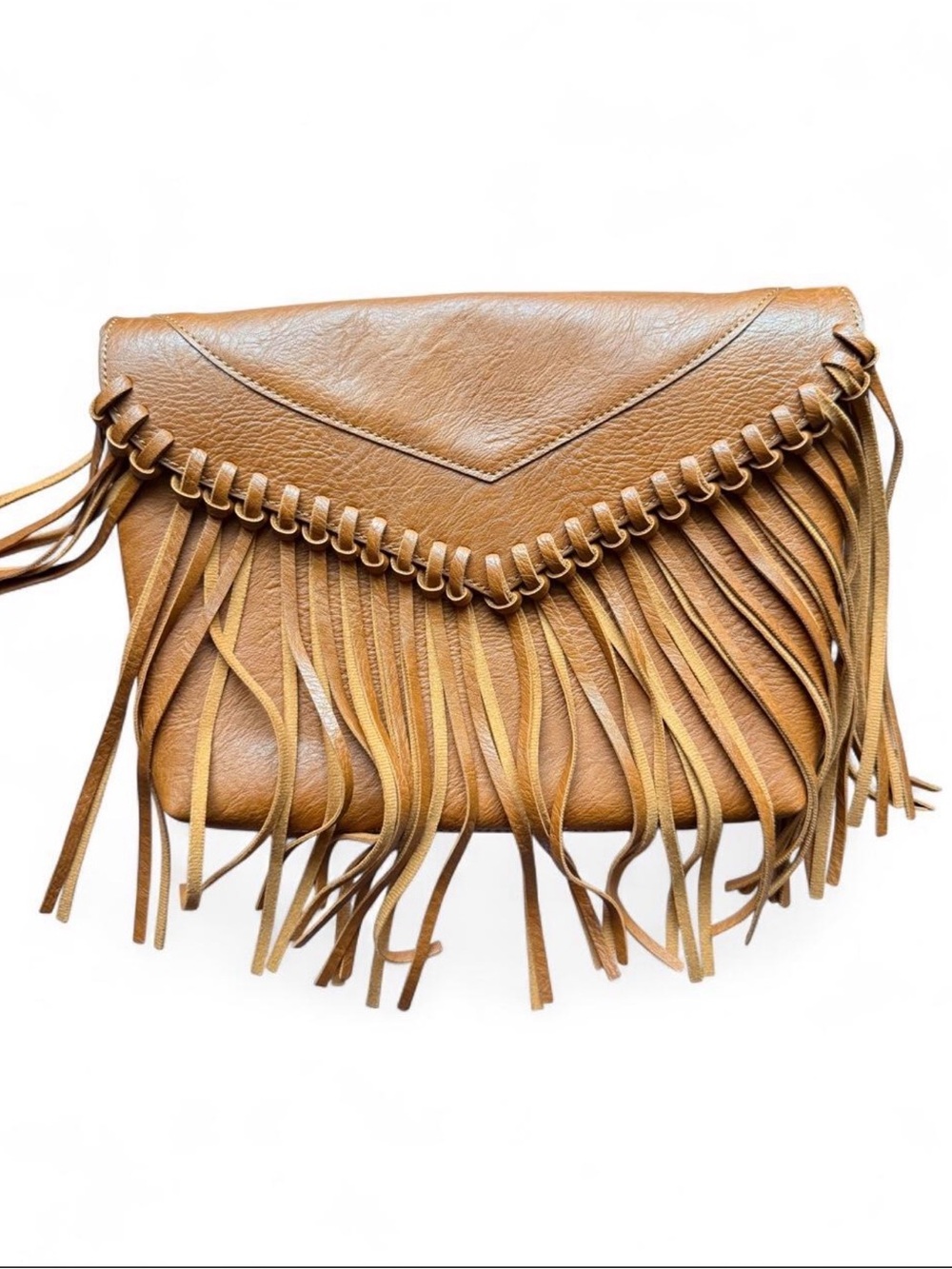 Brown Boho Western Fringe Clutch Crossbody Bag